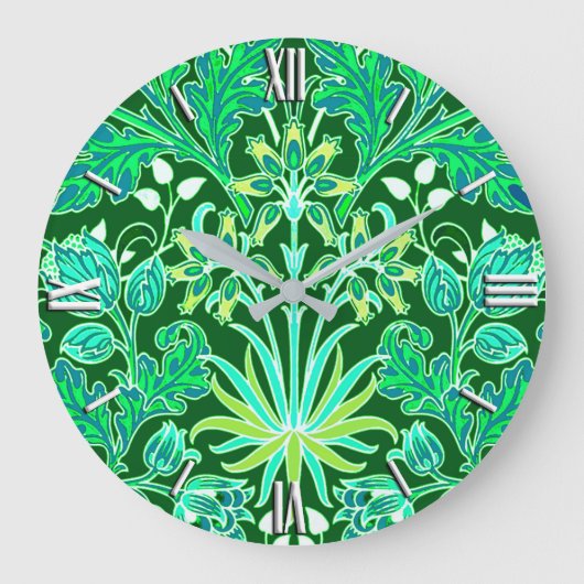 William Morris Hyacinth Print, Smaragdgroen Grote Klok (Voorkant)
