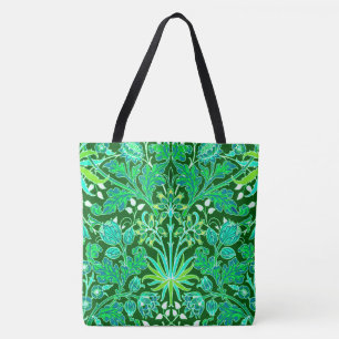 William Morris Hyacinth Print, Smaragdgroen Tote Bag