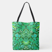 William Morris Hyacinth Print, Smaragdgroen Tote Bag (Achterkant)