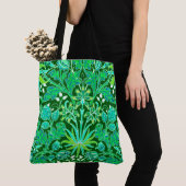 William Morris Hyacinth Print, Smaragdgroen Tote Bag (Dichtbij)