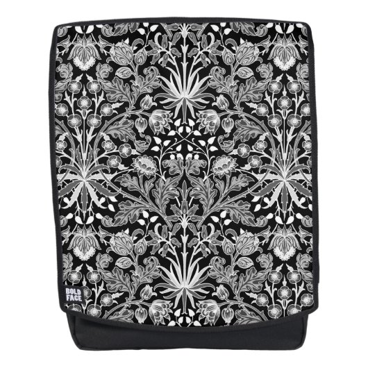 William Morris Hyacinth Print, zwart en wit Rugtassen (Voorkant)