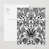 William Morris Hyacinth Print, zwart, wit en grijs Briefkaart (Voorkant / Achterkant)
