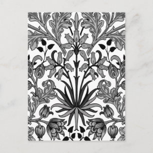 William Morris Hyacinth Print, zwart, wit en grijs Briefkaart
