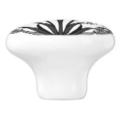 William Morris Hyacinth Print, zwart, wit en grijs Keramische Knop (Zijkant)