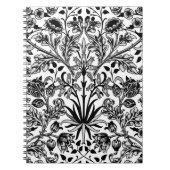 William Morris Hyacinth Print, zwart, wit en grijs Notitieboek (Voorkant)