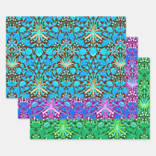 William Morris Hyacinths, Turquoise, Plum, Green  Inpakpapier Vel