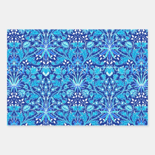 William Morris Hyacinths, zwart/wit, roze, blauw Inpakpapier Vel (Voorkant 3)