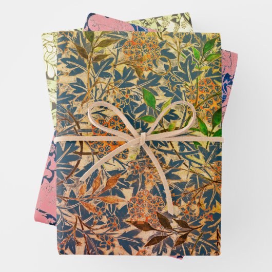 William Morris in BLUE WRAPPING PAPER FLAT SHEETS (In situ)