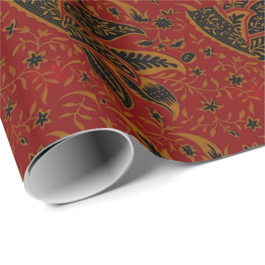 William Morris - India, diep donkerrood design Cadeaupapier (Rol Hoek)