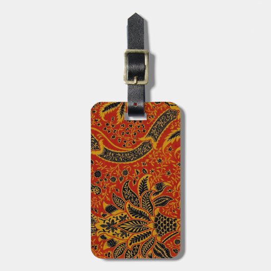 William Morris India Red Floral Bagagelabel (Voorkant verticaal)