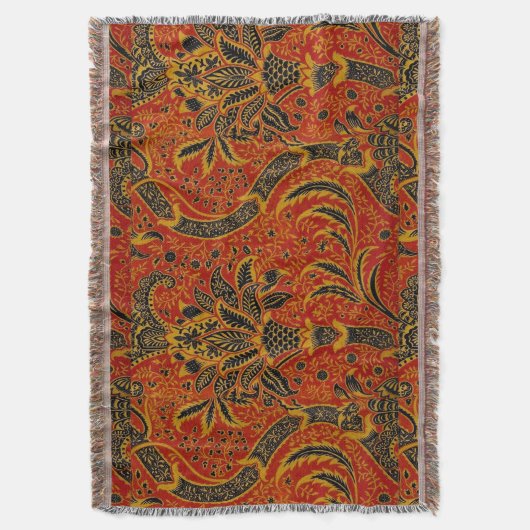 William Morris India Red Floral Deken (Voorkant Verticaal)
