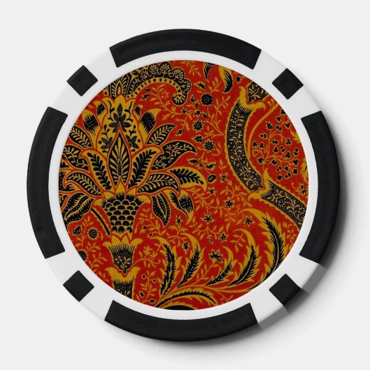 William Morris India Red Floral Poker Chips (Achterkant)