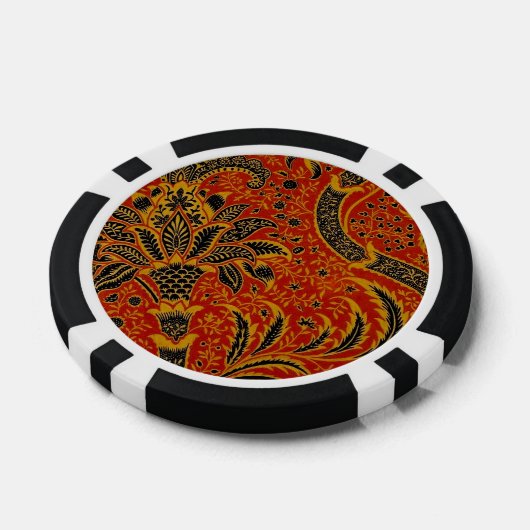William Morris India Red Floral Poker Chips (Enkel)