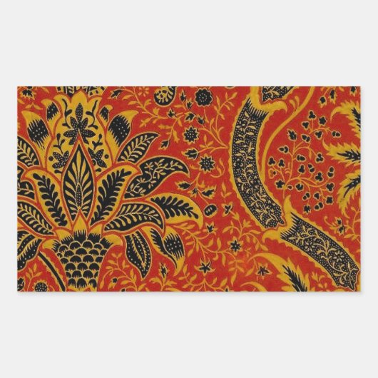 William Morris India Red Floral Rechthoekige Sticker (Voorkant)