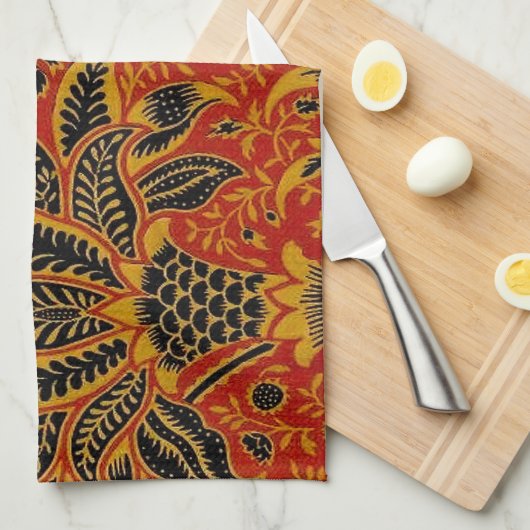 William Morris India Red Floral Theedoek (Quarter Fold)