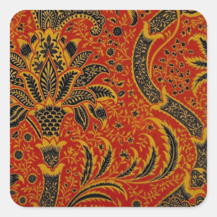 William Morris India Red Floral Vierkante Sticker