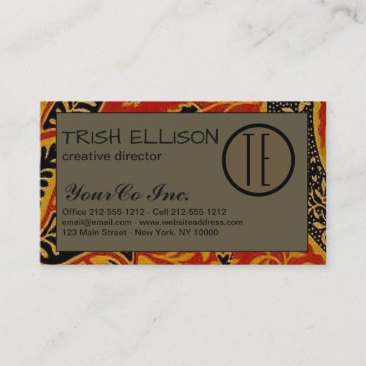 William Morris India Red Floral Visitekaartje (Voorkant)