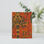 William Morris India Rood Bloem Motief Vintage Kla Briefkaart (Staand voorkant)