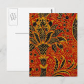 William Morris India Rood Bloem Motief Vintage Kla Briefkaart (Voorkant / Achterkant)