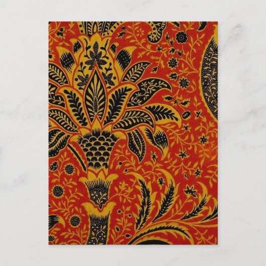 William Morris India Rood Bloem Motief Vintage Kla Briefkaart (Voorkant)