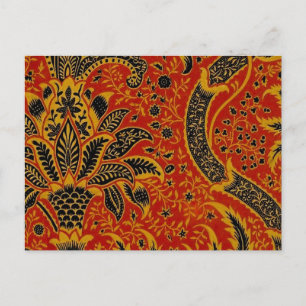 William Morris India Rood Bloem Motief Vintage Kla Briefkaart