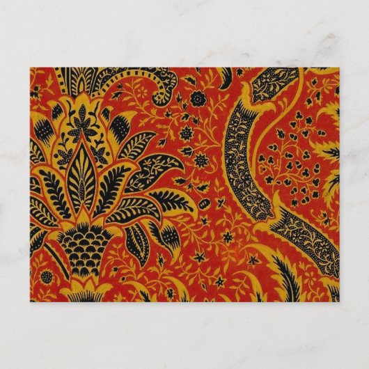 William Morris India Rood Bloem Motief Vintage Kla Briefkaart (Voorkant)