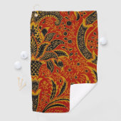 William Morris India Rood Bloem Motief Vintage Kla Golfhanddoek (Insitu)
