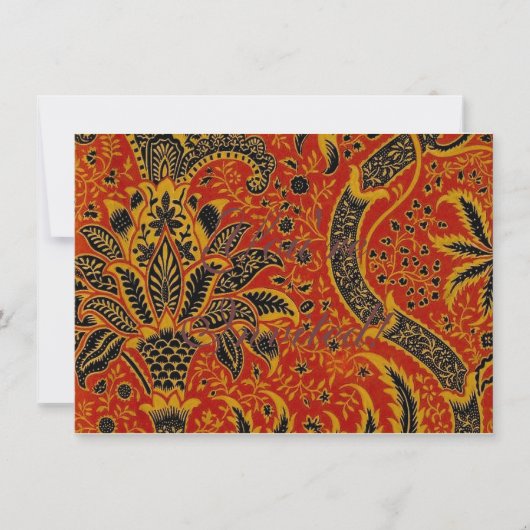 William Morris India Rood Bloem Motief Vintage Kla Kaart (Voorkant)