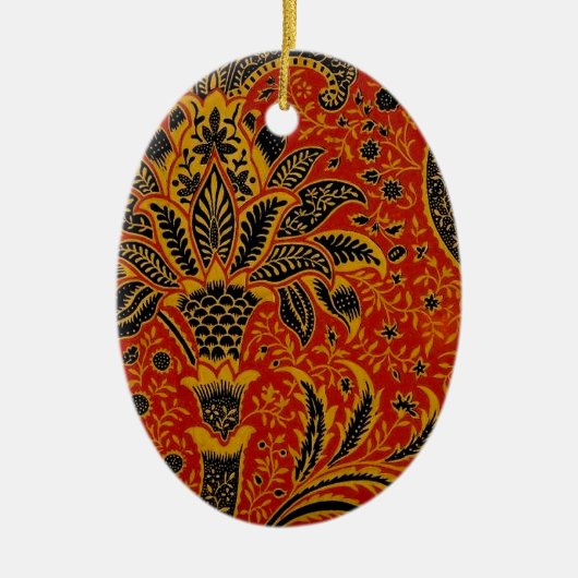 William Morris India Rood Bloem Motief Vintage Kla Keramisch Ornament (Voorkant)