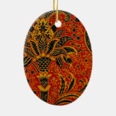 William Morris India Rood Bloem Motief Vintage Kla Keramisch Ornament (Achterkant)