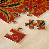 William Morris India Rood Bloem Motief Vintage Kla Legpuzzel (Zijkant)