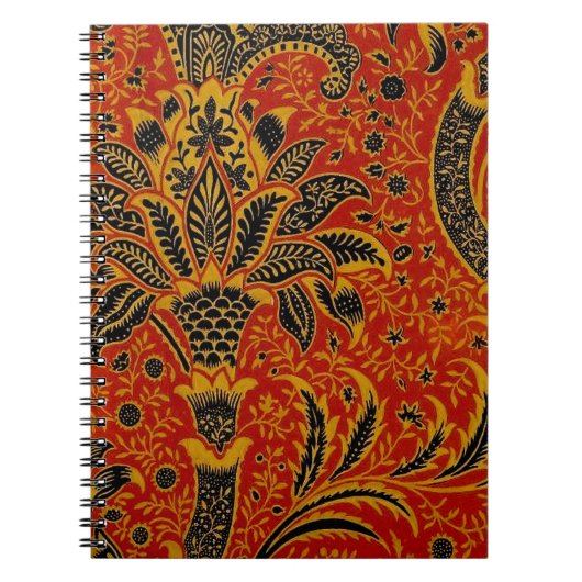 William Morris India Rood Bloem Motief Vintage Kla Notitieboek (Voorkant)
