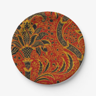 William Morris India Rood Bloem Motief Vintage Kla Papieren Bordje