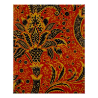 William Morris India Rood Bloem Motief Vintage Kla
