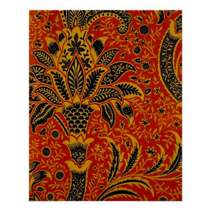 William Morris India Rood Bloem Motief Vintage Kla Poster