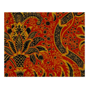 William Morris India Rood Bloem Motief Vintage Kla Poster