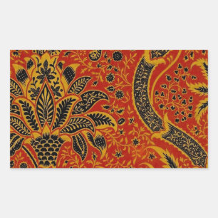 William Morris India Rood Bloem Motief Vintage Kla Rechthoekige Sticker