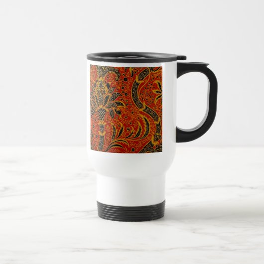 William Morris India Rood Bloem Motief Vintage Kla Reisbeker (Rechts)