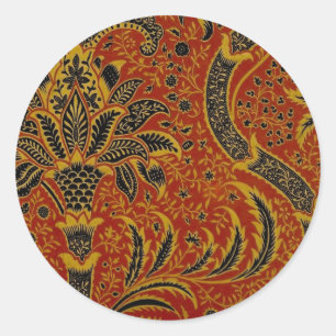 William Morris India Rood Bloem Motief Vintage Kla Ronde Sticker