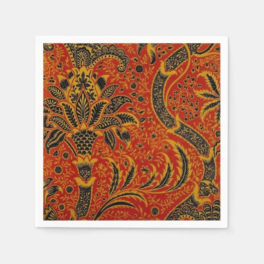William Morris India Rood Bloem Motief Vintage Kla Servet (Voorkant)