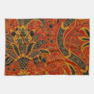 William Morris India Rood Bloem Motief Vintage Kla Theedoek