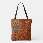 William Morris India Rood Bloem Motief Vintage Kla Tote Bag (Achterkant)