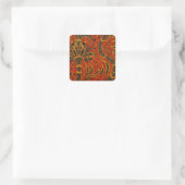William Morris India Rood Bloem Motief Vintage Kla Vierkante Sticker (Tas)