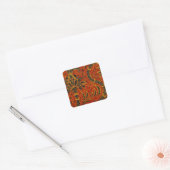 William Morris India Rood Bloem Motief Vintage Kla Vierkante Sticker (Envelop)