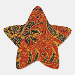 William Morris India Rood Bloemmotief Vintage Klas Ster Sticker