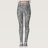 William Morris Indian, Black en White Leggings (Voorkant)