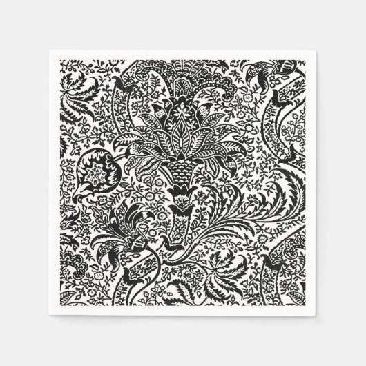 William Morris Indian, Black en White Servetten (Voorkant)