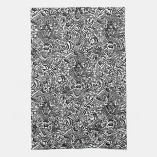 William Morris Indian, Black en White Theedoek