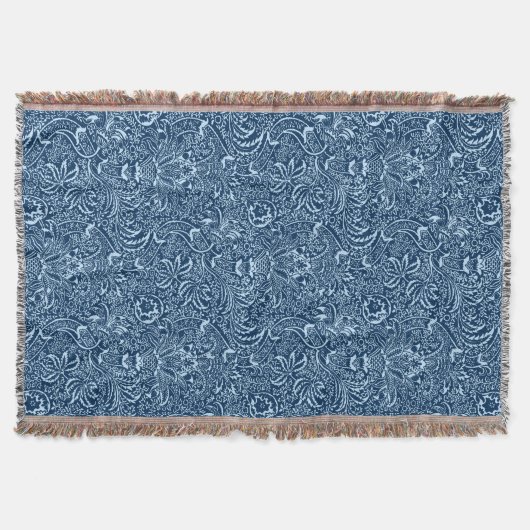 William Morris Indian, Dark Indigo en Sky Blue Deken (Voorkant)