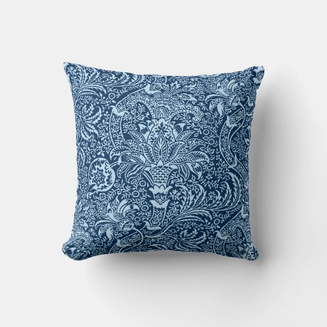 William Morris Indian, Dark Indigo en Sky Blue Kussen (Voorkant)